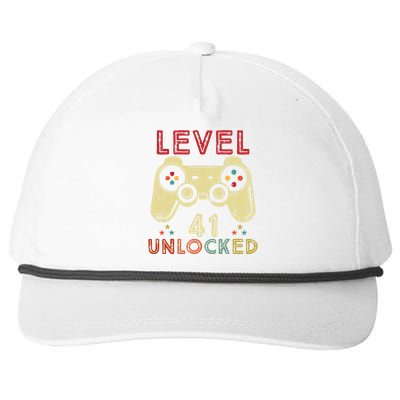 Level 41 Unlocked Birthday 41 Years Old Cool 41st Bday Gifts Snapback Five-Panel Rope Hat