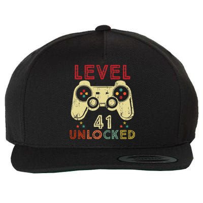 Level 41 Unlocked Birthday 41 Years Old Cool 41st Bday Gifts Wool Snapback Cap