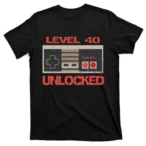 Level 40 Unlocked Video Gamer 40th Birthday Gift T-Shirt