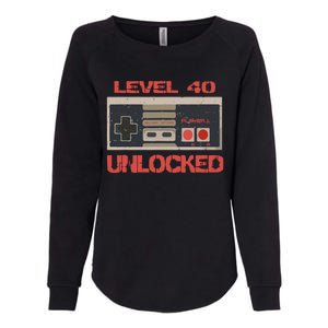 Level 40 Unlocked Video Gamer 40th Birthday Gift Womens California Wash Sweatshirt