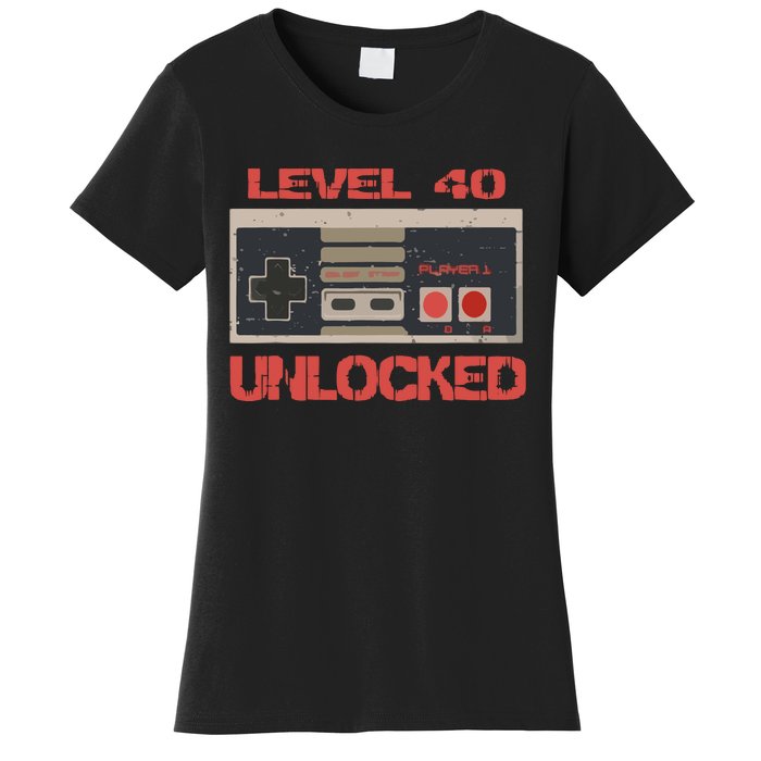 Level 40 Unlocked Video Gamer 40th Birthday Gift Women's T-Shirt