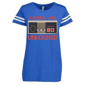 Level 40 Unlocked Video Gamer 40th Birthday Gift Enza Ladies Jersey Football T-Shirt