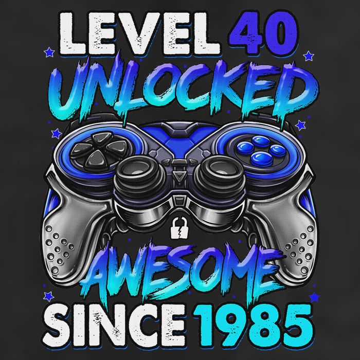 Level 40 Unlocked Awesome Since 1985 40th Birthday Gaming 7 Panel Mesh Trucker Snapback Hat