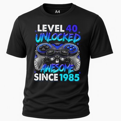 Level 40 Unlocked Awesome Since 1985 40th Birthday Gaming Cooling Performance Crew T-Shirt