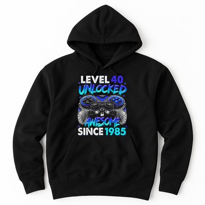 Level 40 Unlocked Awesome Since 1985 40th Birthday Gaming Hoodie