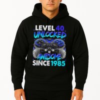Level 40 Unlocked Awesome Since 1985 40th Birthday Gaming Hoodie