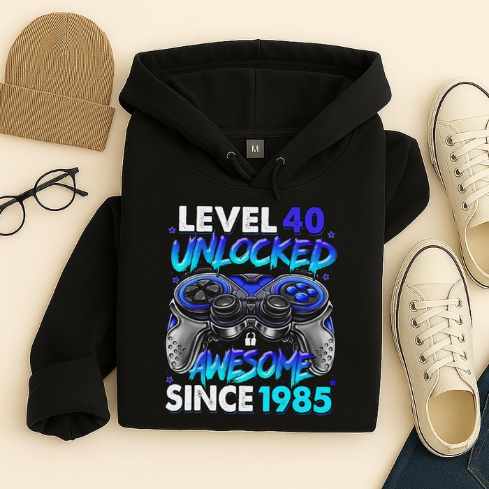 Level 40 Unlocked Awesome Since 1985 40th Birthday Gaming Hoodie