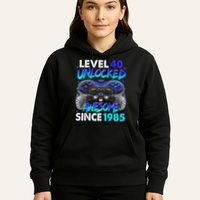 Level 40 Unlocked Awesome Since 1985 40th Birthday Gaming Hoodie