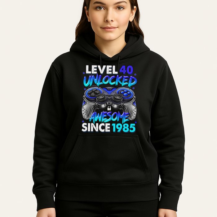 Level 40 Unlocked Awesome Since 1985 40th Birthday Gaming Hoodie