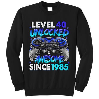 Level 40 Unlocked Awesome Since 1985 40th Birthday Gaming Sweatshirt