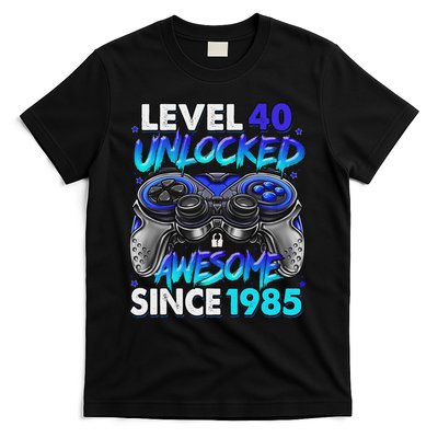 Level 40 Unlocked Awesome Since 1985 40th Birthday Gaming T-Shirt