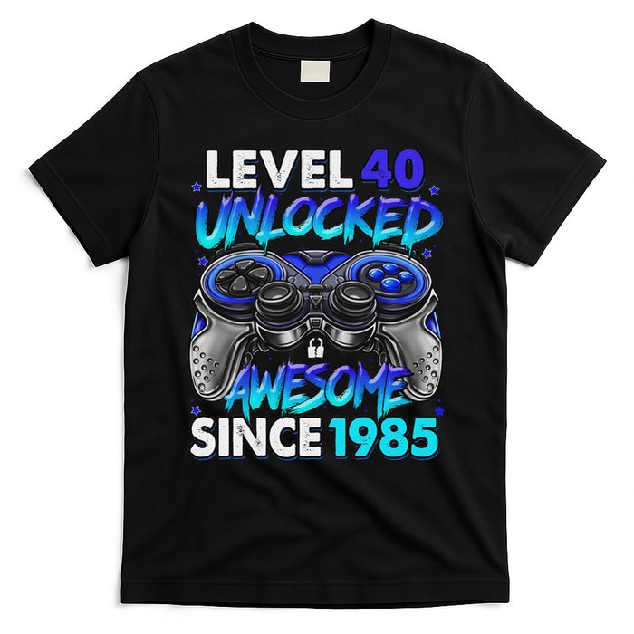 Level 40 Unlocked Awesome Since 1985 40th Birthday Gaming T-Shirt