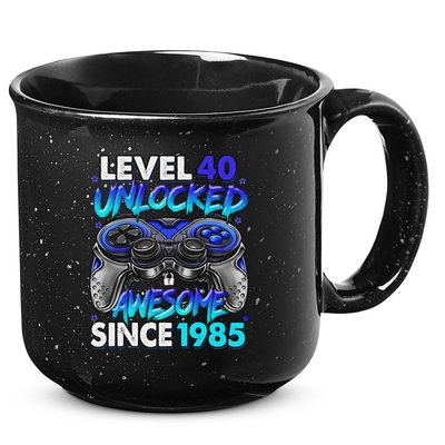 Level 40 Unlocked Awesome Since 1985 40th Birthday Gaming 15oz Campfire Ceramic Mug