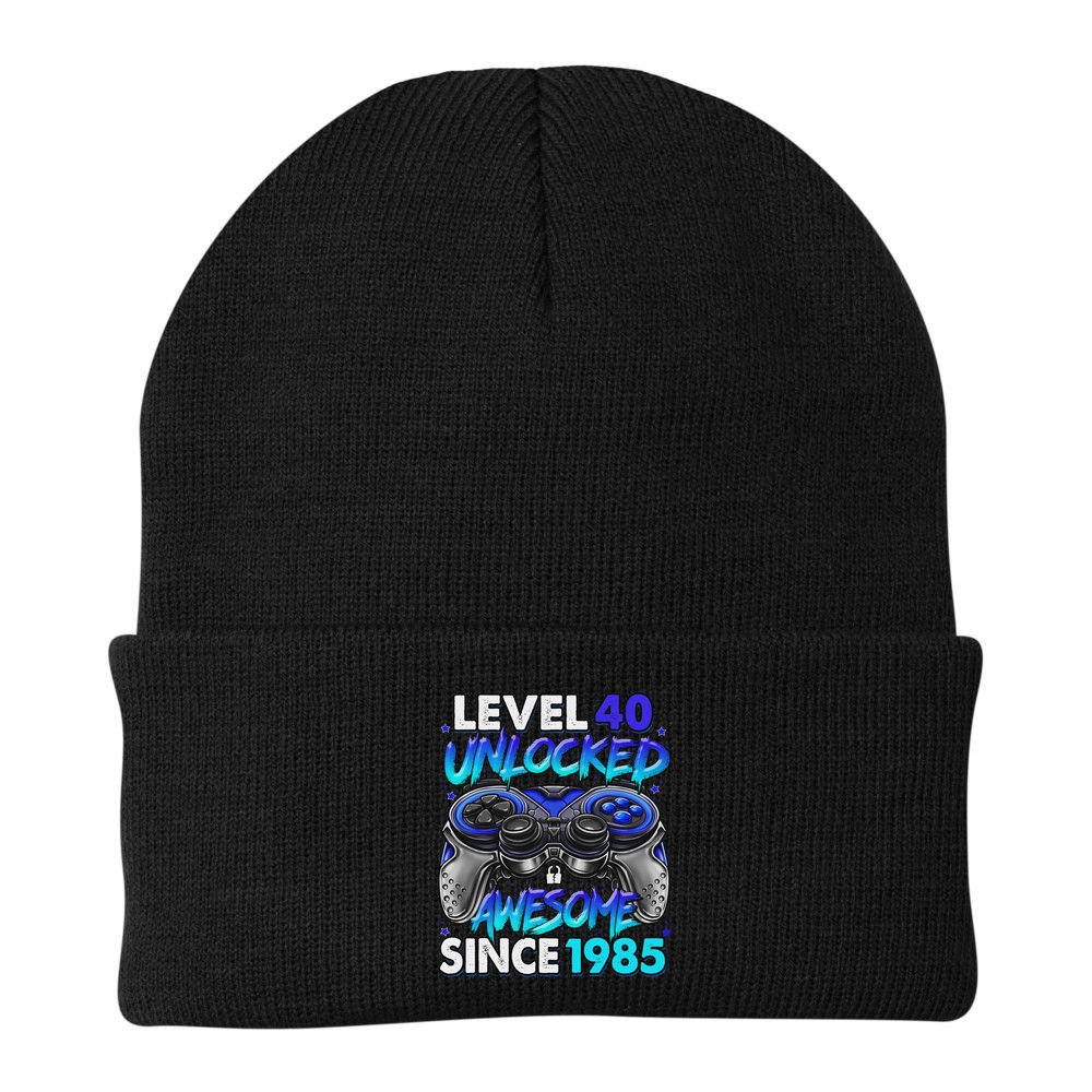 Level 40 Unlocked Awesome Since 1985 40th Birthday Gaming Beanie