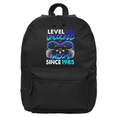 Level 40 Unlocked Awesome Since 1985 40th Birthday Gaming 16 in Basic Backpack