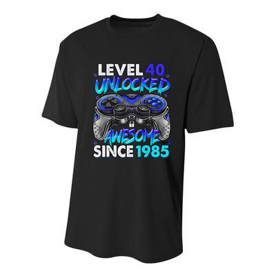 Level 40 Unlocked Awesome Since 1985 40th Birthday Gaming Youth Performance Sprint T-Shirt
