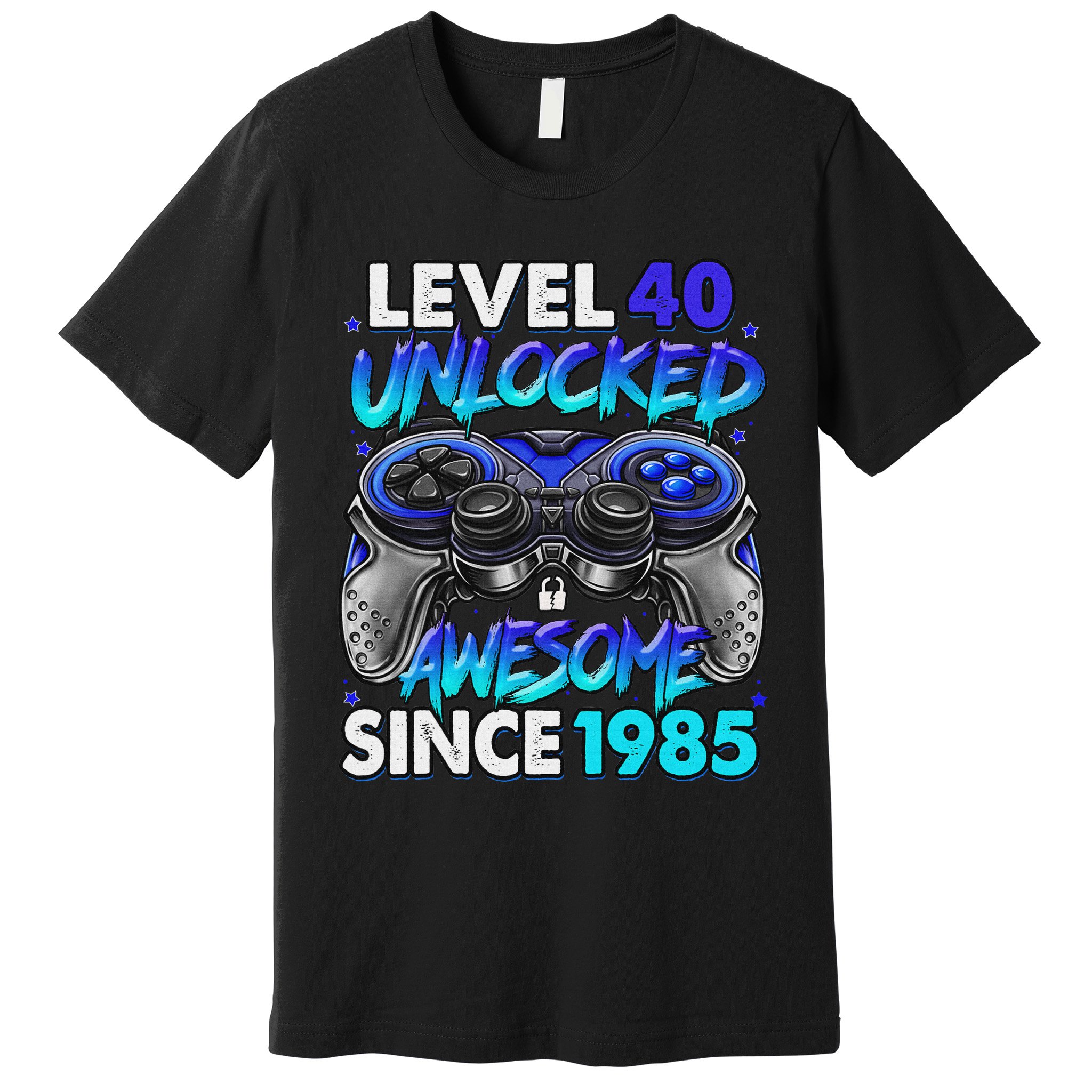 Level 40 Unlocked Awesome Since 1985 40th Birthday Gaming Premium T-Shirt