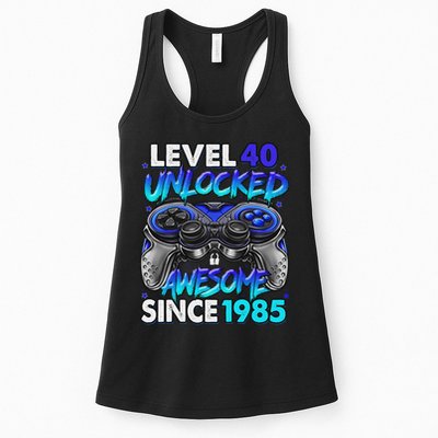 Level 40 Unlocked Awesome Since 1985 40th Birthday Gaming Womens Tank Top