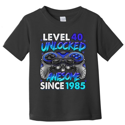 Level 40 Unlocked Awesome Since 1985 40th Birthday Gaming Toddler T-Shirt