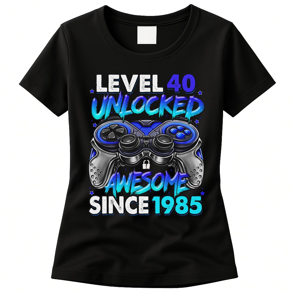 Level 40 Unlocked Awesome Since 1985 40th Birthday Gaming Womens T-Shirt