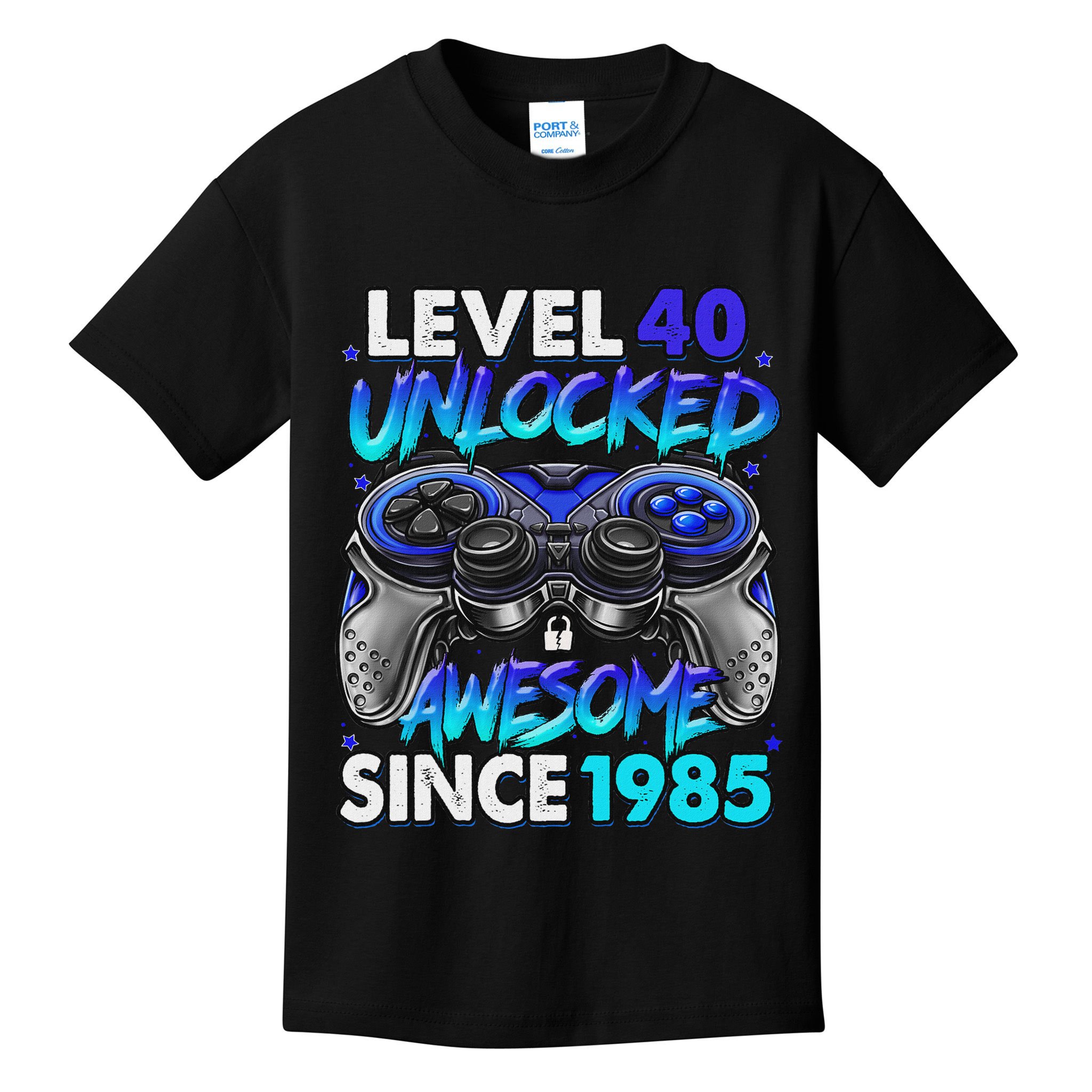 Level 40 Unlocked Awesome Since 1985 40th Birthday Gaming Kids T-Shirt