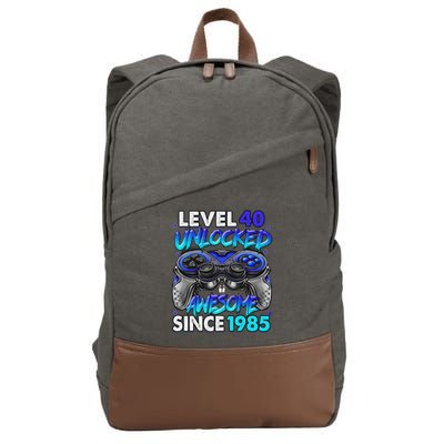 Level 40 Unlocked Awesome Since 1985 40th Birthday Gaming Cotton Canvas Backpack