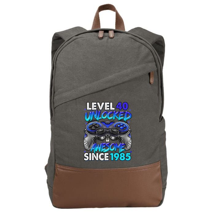 Level 40 Unlocked Awesome Since 1985 40th Birthday Gaming Cotton Canvas Backpack