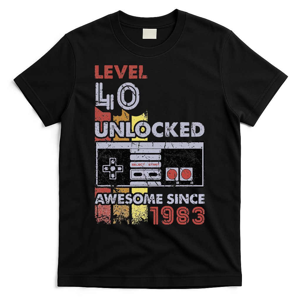 Level 40 Unlocked Gamer 40th Birthday Gift Video Game Lovers T-Shirt