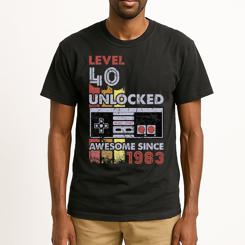 Level 40 Unlocked Gamer 40th Birthday Gift Video Game Lovers Tall T-Shirt