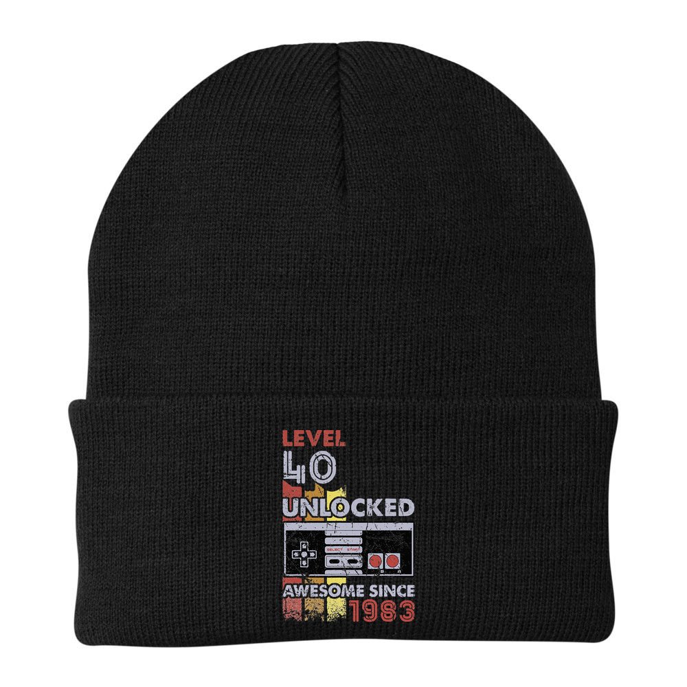 Level 40 Unlocked Gamer 40th Birthday Gift Video Game Lovers Beanie