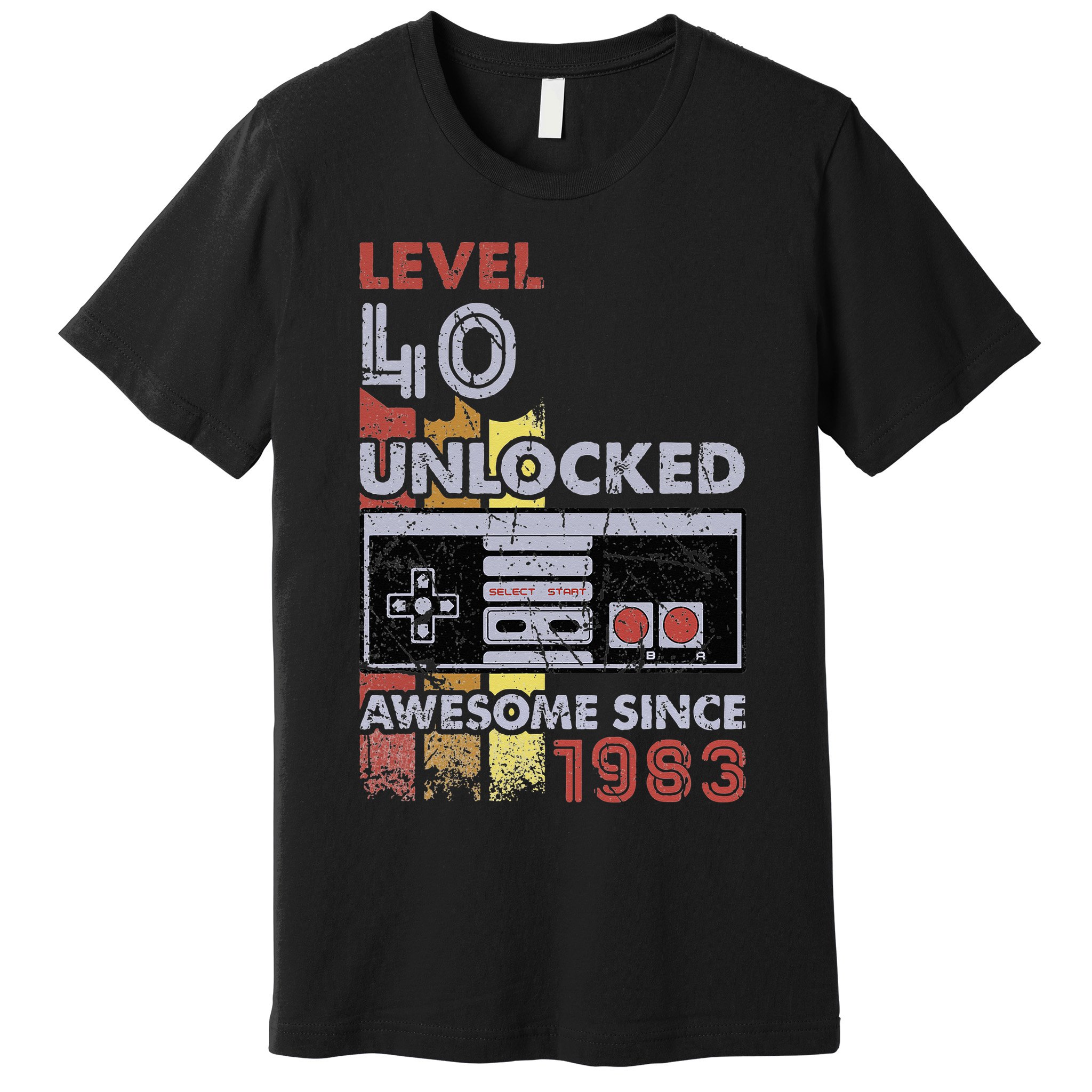 Level 40 Unlocked Gamer 40th Birthday Gift Video Game Lovers Premium T-Shirt