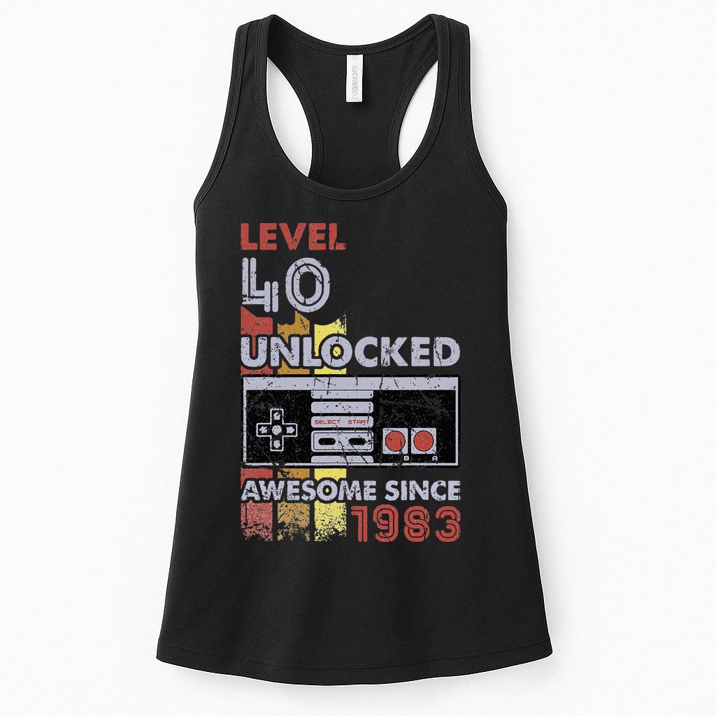 Level 40 Unlocked Gamer 40th Birthday Gift Video Game Lovers Womens Tank Top