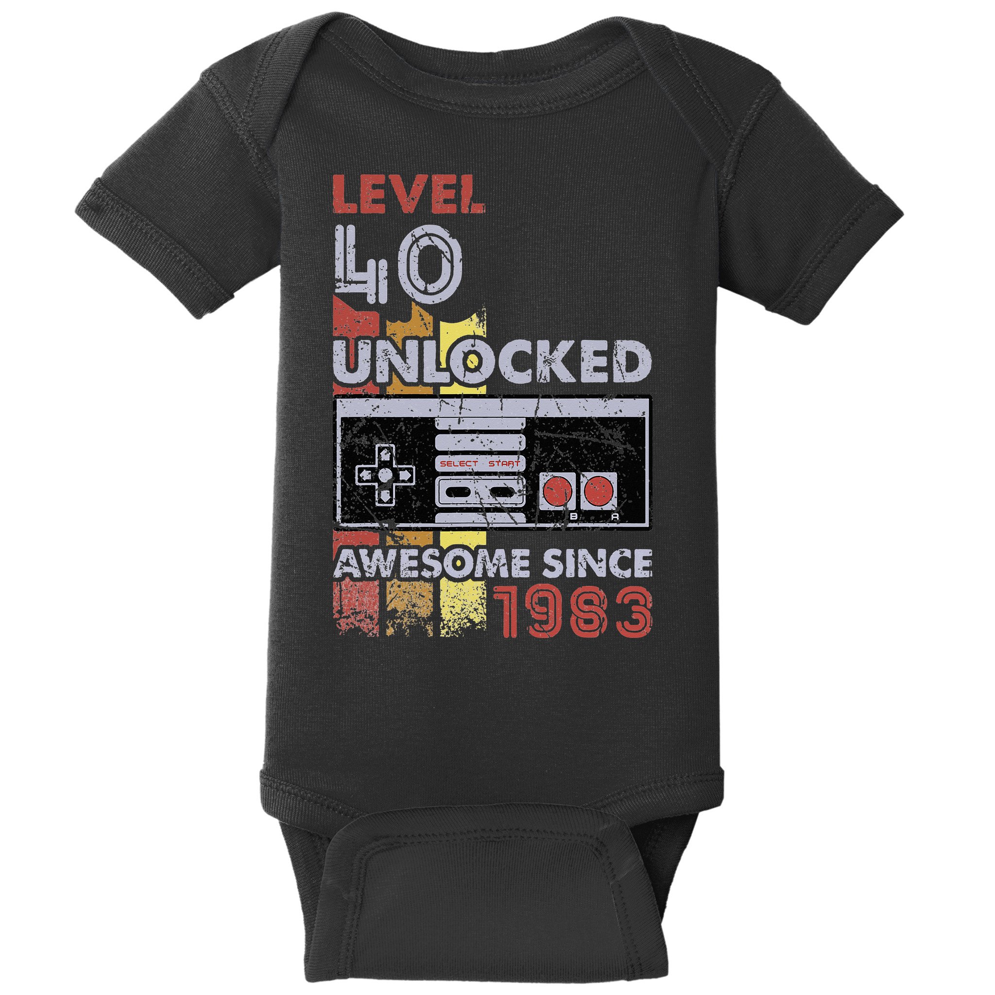 Level 40 Unlocked Gamer 40th Birthday Gift Video Game Lovers Baby Bodysuit