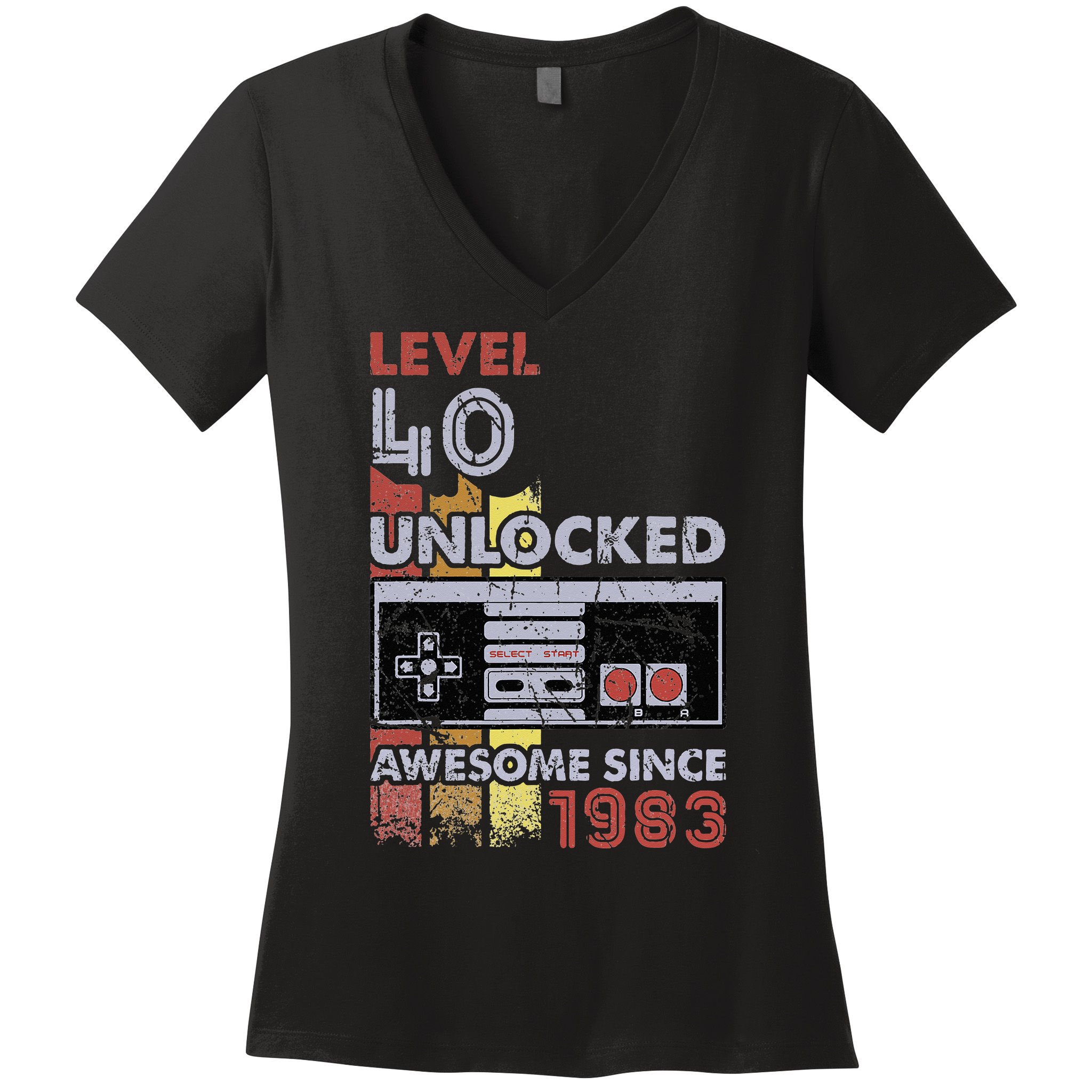 Level 40 Unlocked Gamer 40th Birthday Gift Video Game Lovers Women's V-Neck T-Shirt