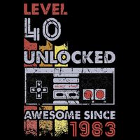 Level 40 Unlocked Gamer 40th Birthday Gift Video Game Lovers Women's V-Neck T-Shirt
