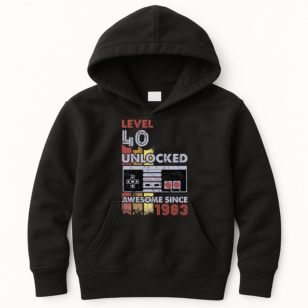 Level 40 Unlocked Gamer 40th Birthday Gift Video Game Lovers Kids Hoodie
