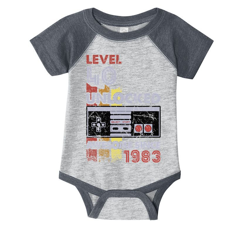 Level 40 Unlocked Gamer 40th Birthday Gift Video Game Lovers Infant Baby Jersey Bodysuit