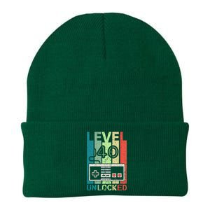 Level 40 Unlocked Video Gamer 40th Birthday Gifts Knit Cap Winter Beanie