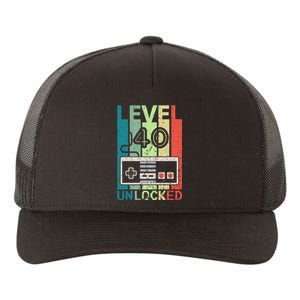 Level 40 Unlocked Video Gamer 40th Birthday Gifts Yupoong Adult 5-Panel Trucker Hat