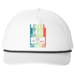 Level 40 Unlocked Video Gamer 40th Birthday Gifts Snapback Five-Panel Rope Hat