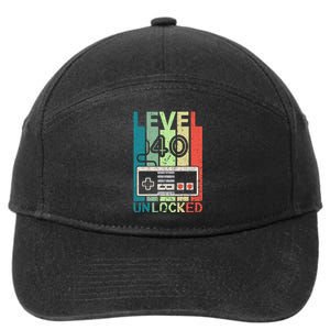 Level 40 Unlocked Video Gamer 40th Birthday Gifts 7-Panel Snapback Hat