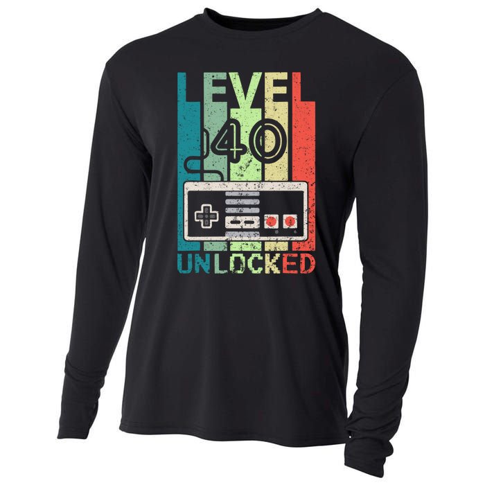 Level 40 Unlocked Video Gamer 40th Birthday Gifts Cooling Performance Long Sleeve Crew