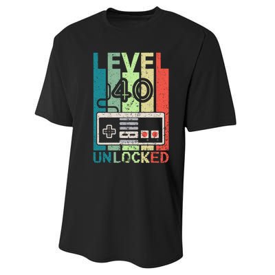 Level 40 Unlocked Video Gamer 40th Birthday Gifts Performance Sprint T-Shirt