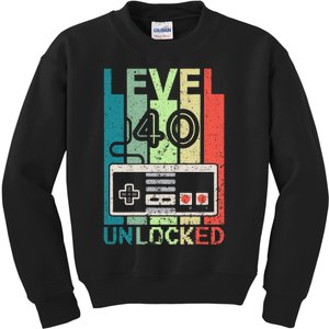 Level 40 Unlocked Video Gamer 40th Birthday Gifts Kids Sweatshirt