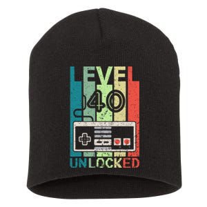 Level 40 Unlocked Video Gamer 40th Birthday Gifts Short Acrylic Beanie