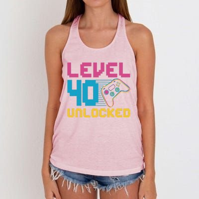 Level 40 Unlocked Gaming Birthday Women's Knotted Racerback Tank