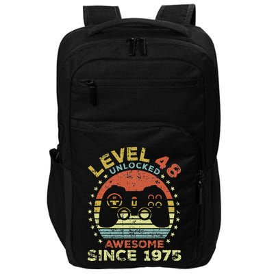 Level 48 Unlocked Awesome Since 1975 48th Birthday Gaming Impact Tech Backpack