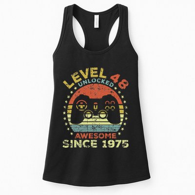 Level 48 Unlocked Awesome Since 1975 48th Birthday Gaming Womens Tank Top