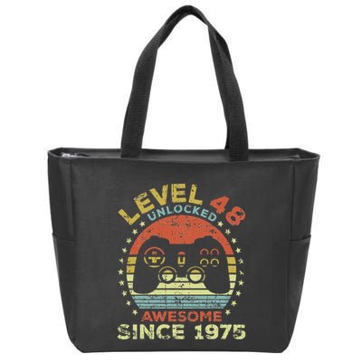 Level 48 Unlocked Awesome Since 1975 48th Birthday Gaming Zip Tote Bag