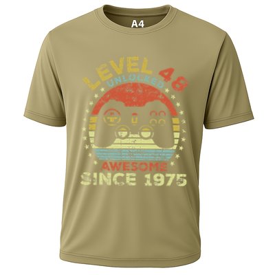 Level 48 Unlocked Awesome Since 1975 48th Birthday Gaming Cooling Performance Crew T-Shirt